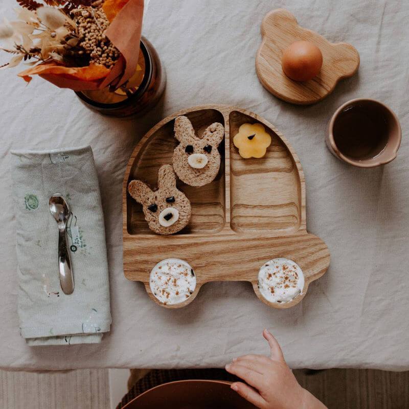 Wooden baby store plates