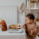 Blue brontide car wooden plate, divider plates, childrens Eco tableware uk.