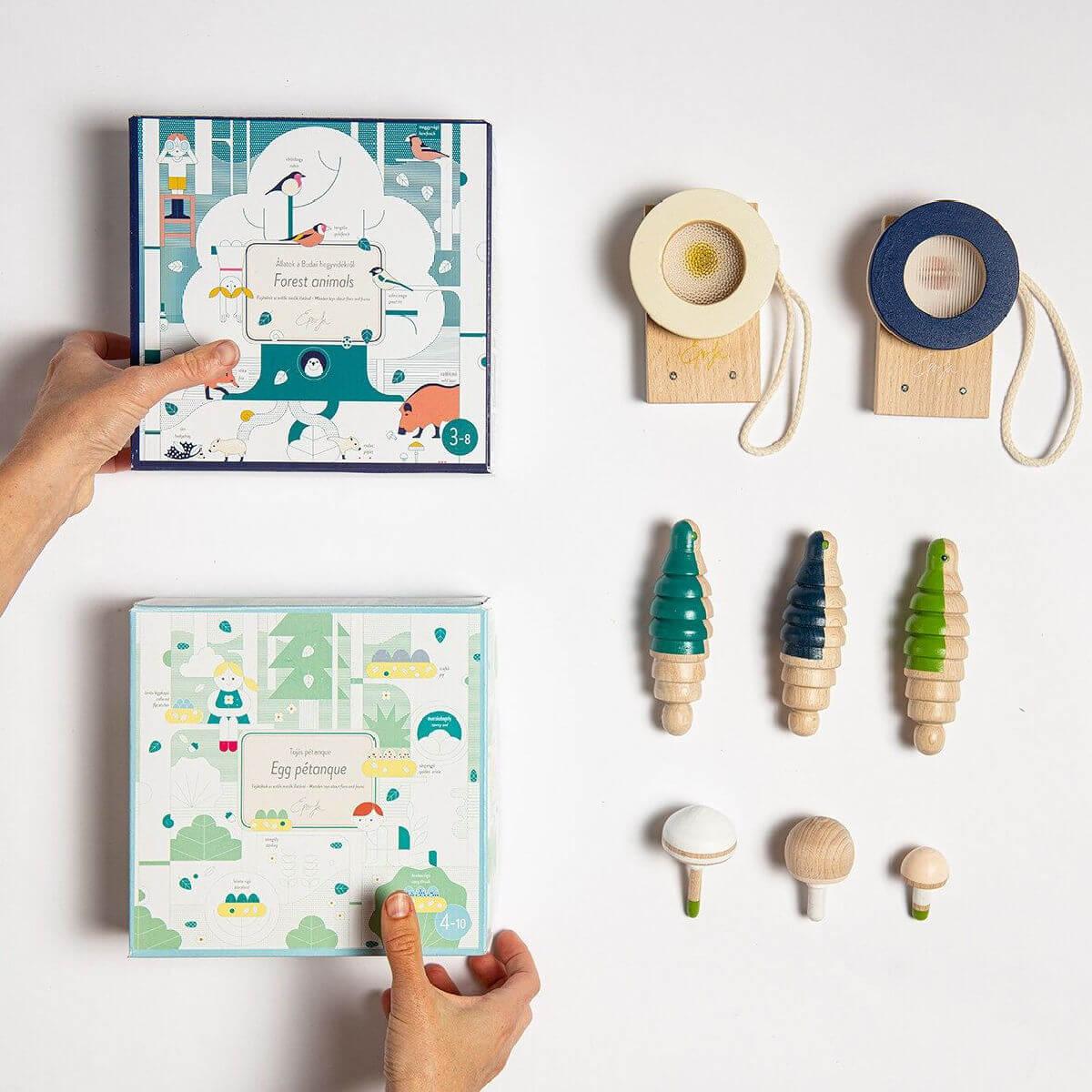 Eperfa toys the hillside forest wooden animals set, wooden toys UK