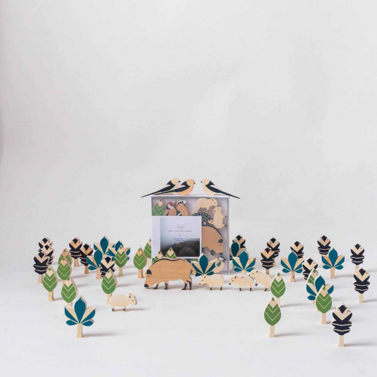 Eperfa toys the hillside forest wooden animals set, wooden toys UK