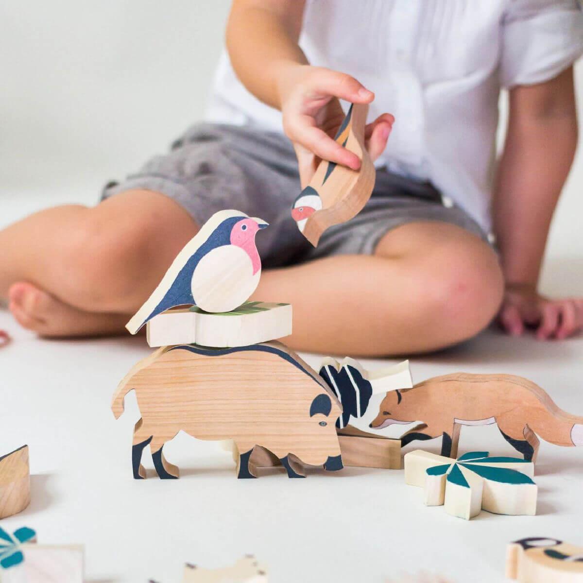 Eperfa toys the hillside forest wooden animals set, wooden toys UK