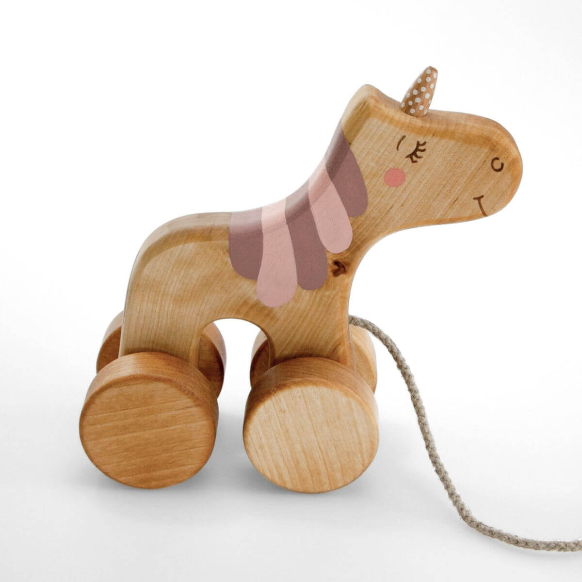 friendly toys wooden pull along toy unicorn