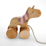 friendly toys wooden pull along toy unicorn