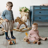 friendly toys wooden push along lawn mower toy