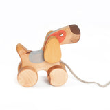 friendly toys wooden pull along dog toddler toy