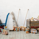 friendly toys push along wooden toy lawn mower