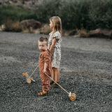 friendly toys push along wooden toy lawn mower