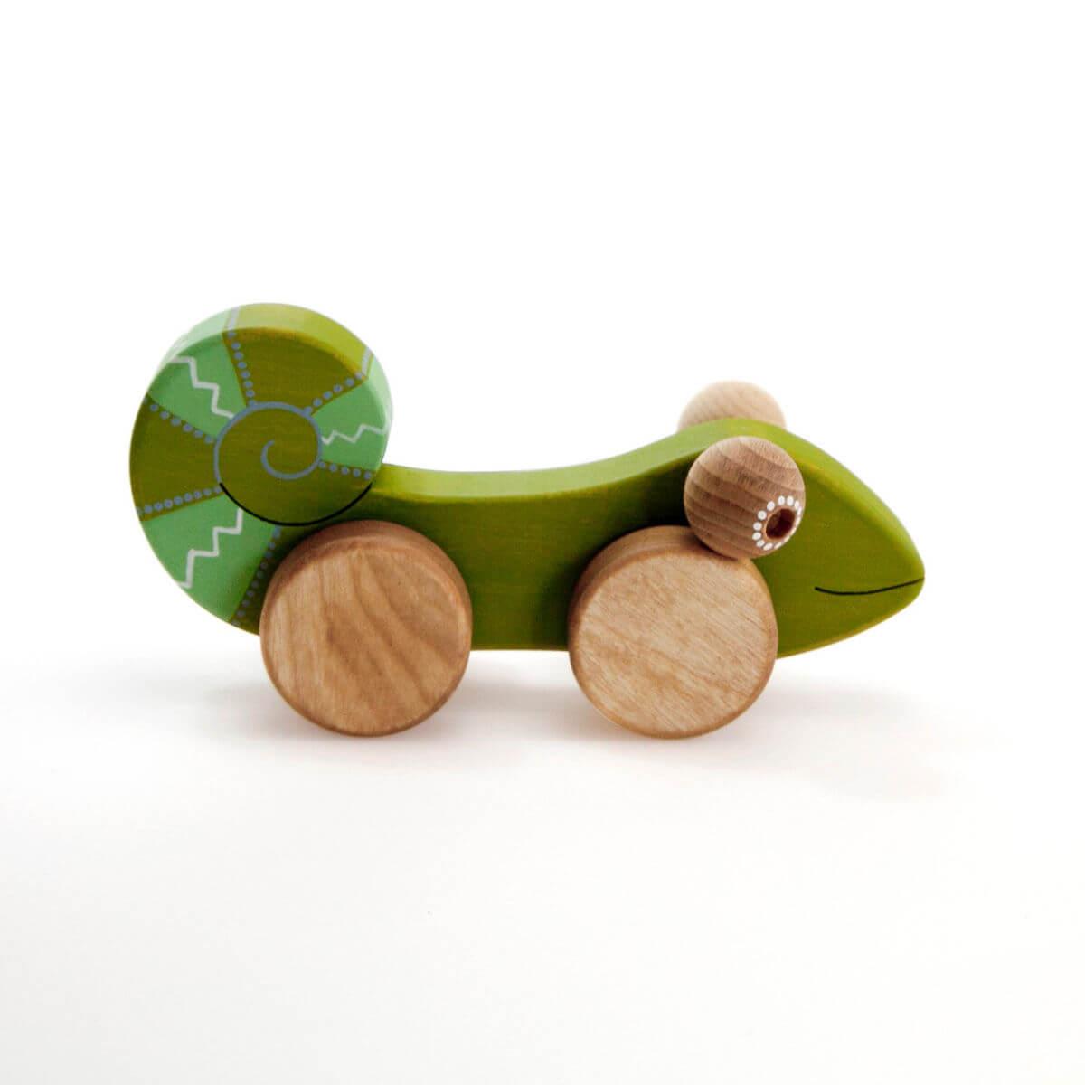 friendly toys wooden push and pull toy chameleon