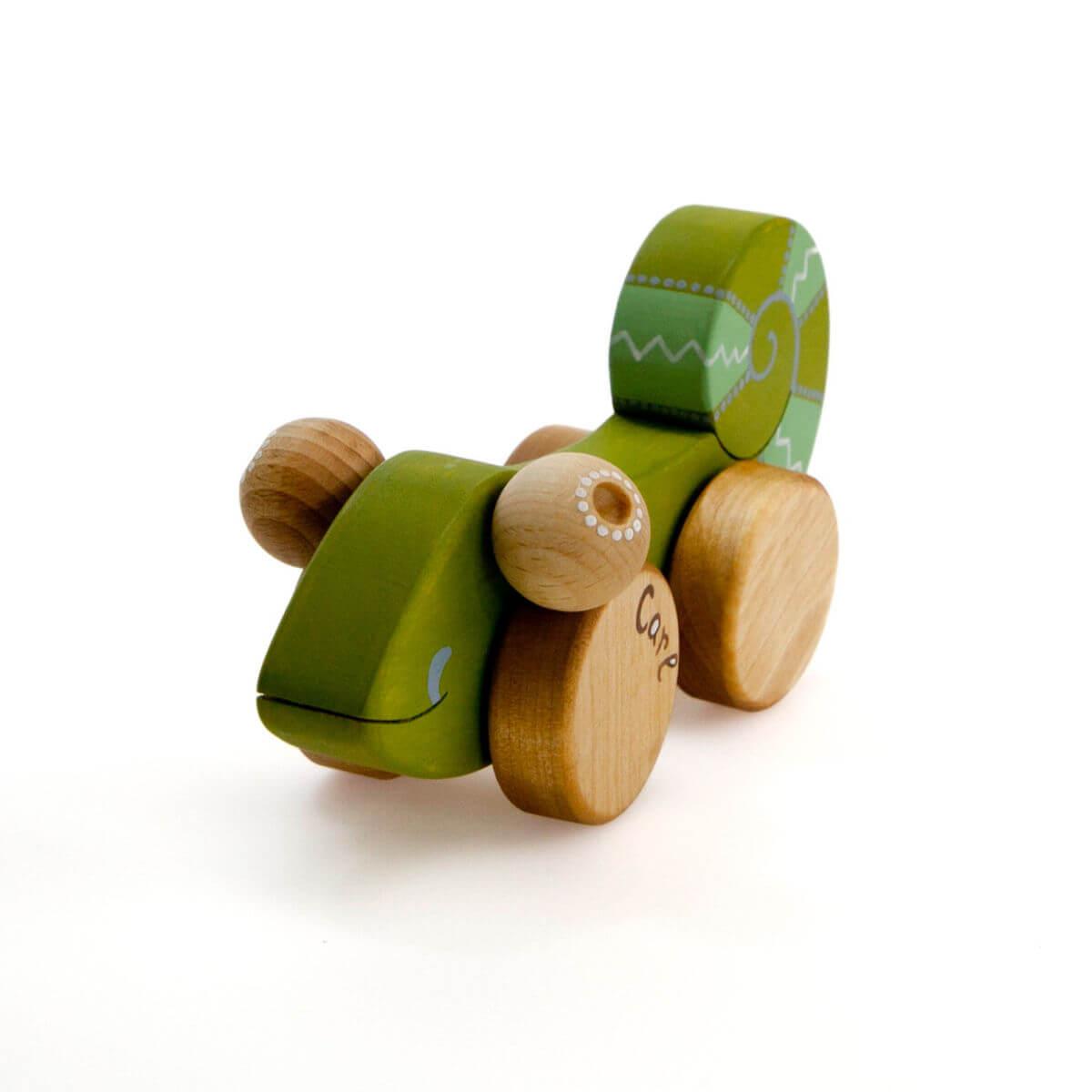 friendly toys wooden push and pull toy chameleon