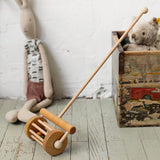 friendly toys push along wooden toy lawn mower