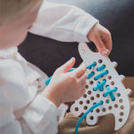 milin toys wooden lacing toy freddie the dinosaur