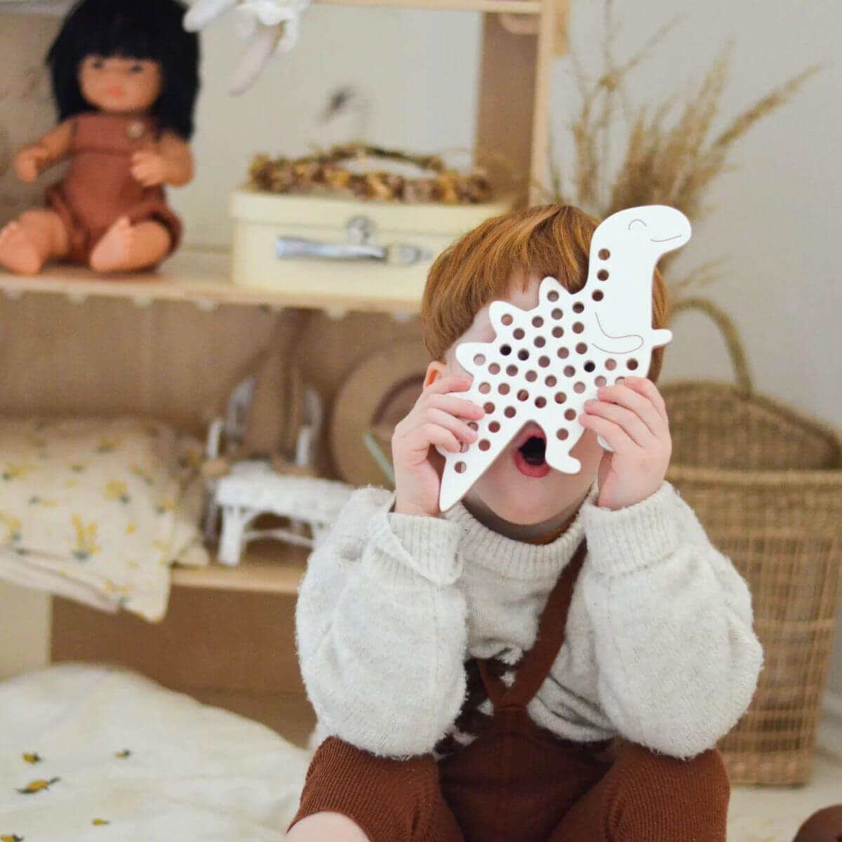 milin wooden lacing toy dinosaur alex the dinosaur
