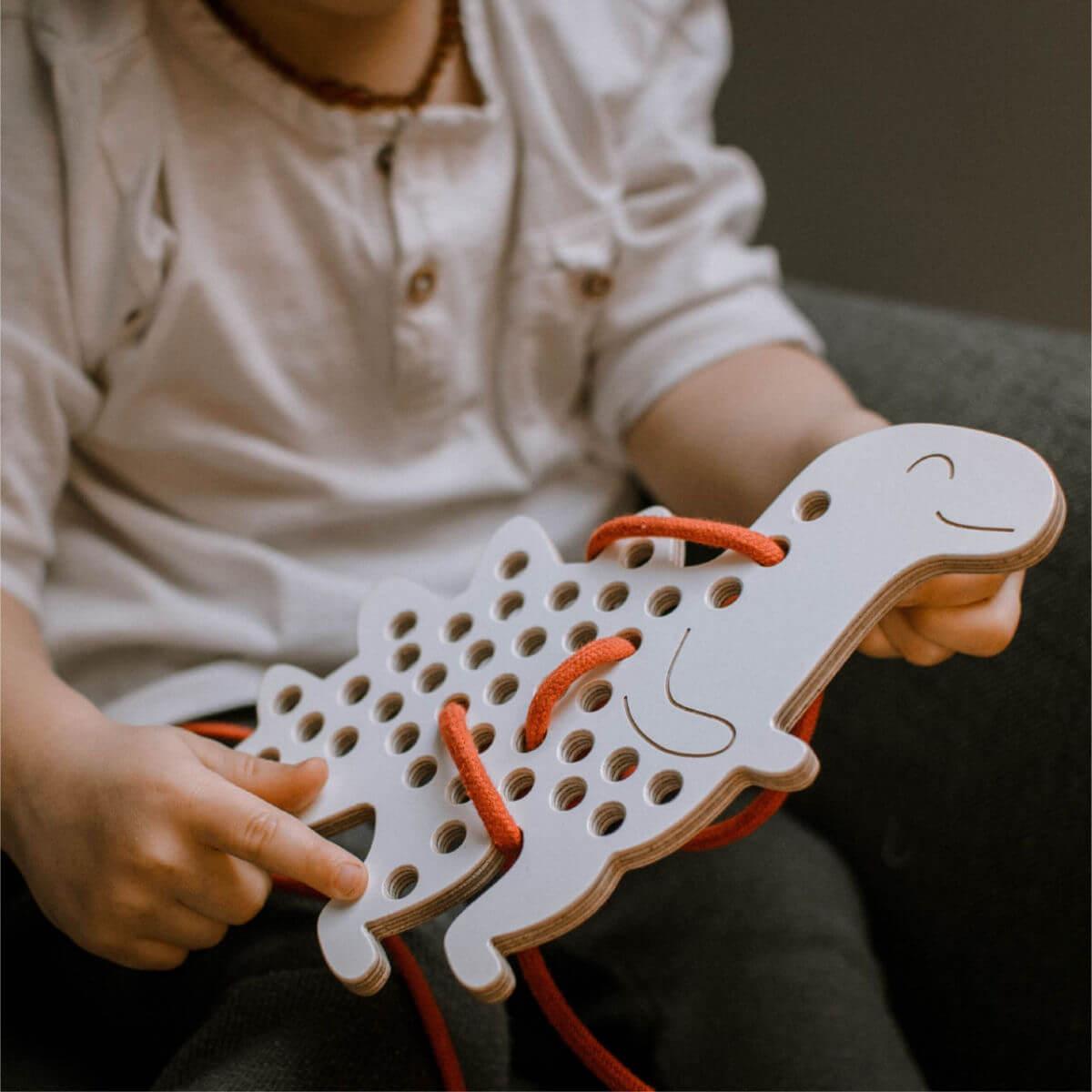 milin wooden lacing toy dinosaur alex the dinosaur