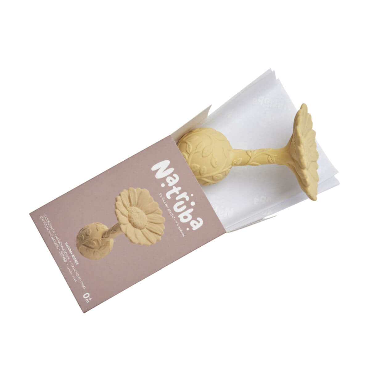 Natruba natural rubber baby rattle in daisy flower