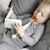 organic dummy clips, pacifier clips, soother clips in soft grey kisses at blue brontide uk