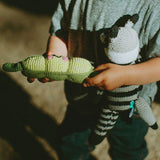 crochet baby rattle in peas in a pod design fair-trade by Pebblechild