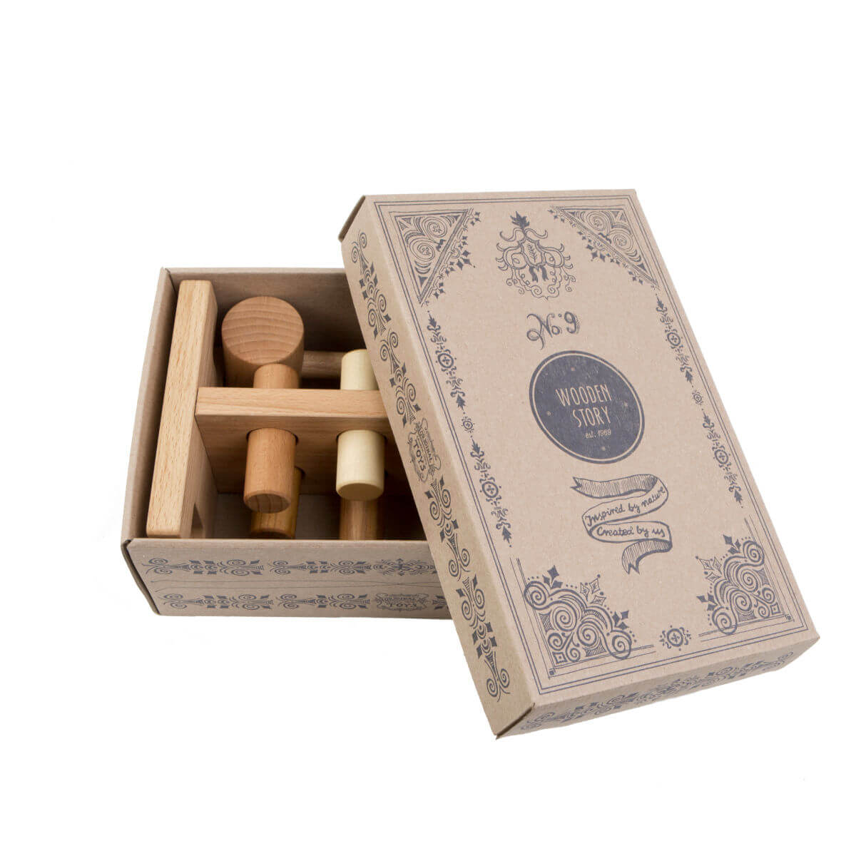 pound a peg Montessori wooden toy in box by wooden story