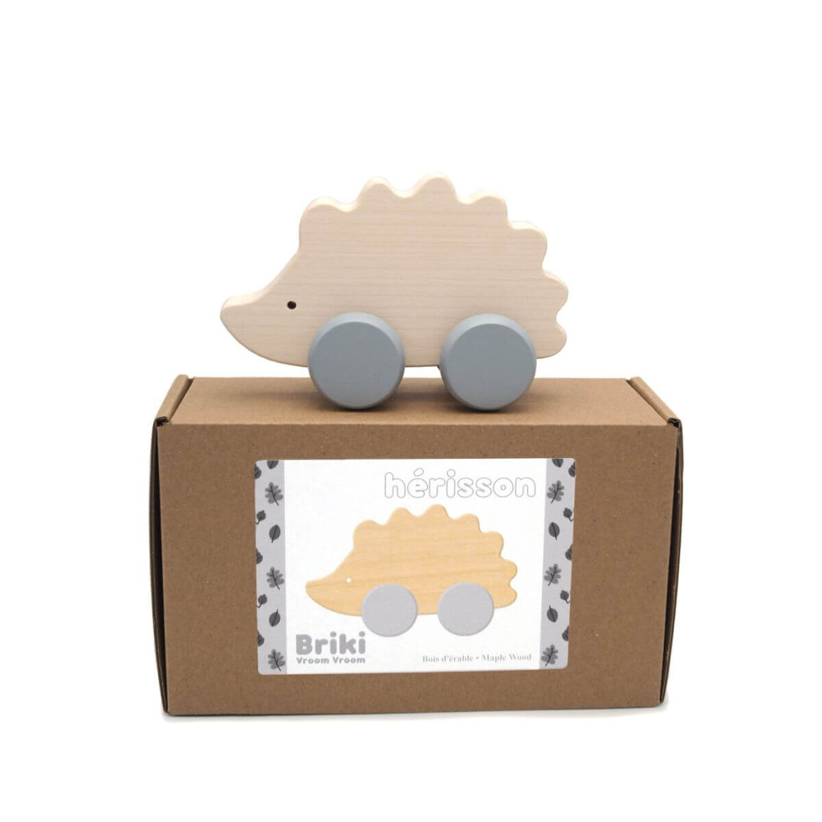 wooden push along hedgehog toy by briki vroom vroom