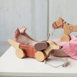 friendly toys wooden pull along toy dachshund sausage dog in red