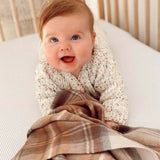 The tartan blanket company super soft lambswool baby blanket in stewart natural dress tartan