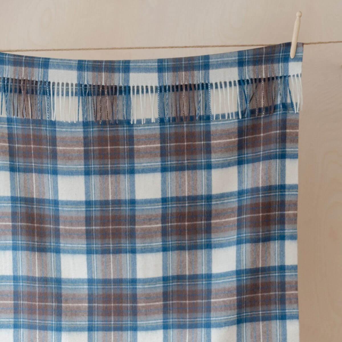 The tartan blanket-co lambswool baby blanket in stewart muted blue tartan