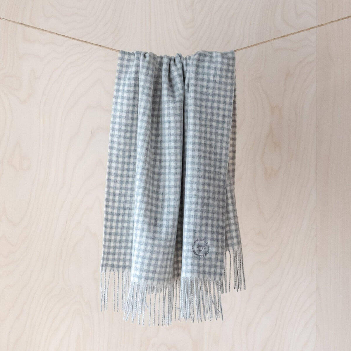 The tartan blanket company super soft lambswool baby blanket in nursery grey gingham