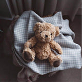 The tartan blanket company super soft lambswool baby blanket in nursery grey gingham