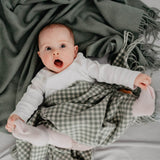 The tartan blanket company super soft lambswool baby blanket in nursery sage gingham