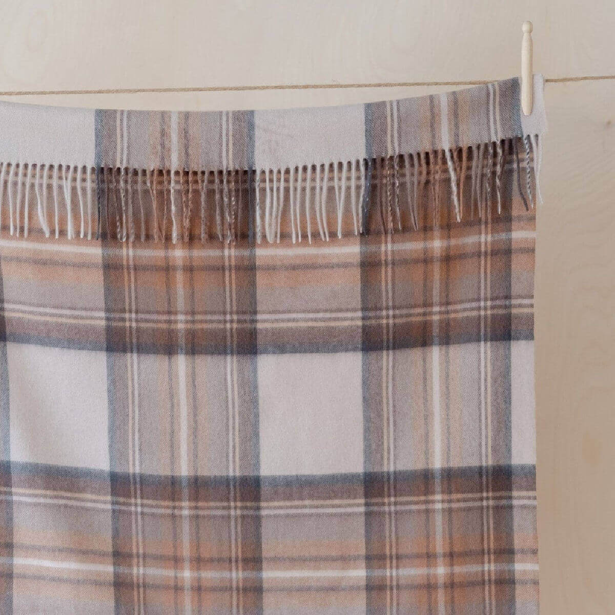 The tartan blanket company super soft lambswool baby blanket in stewart natural dress tartan