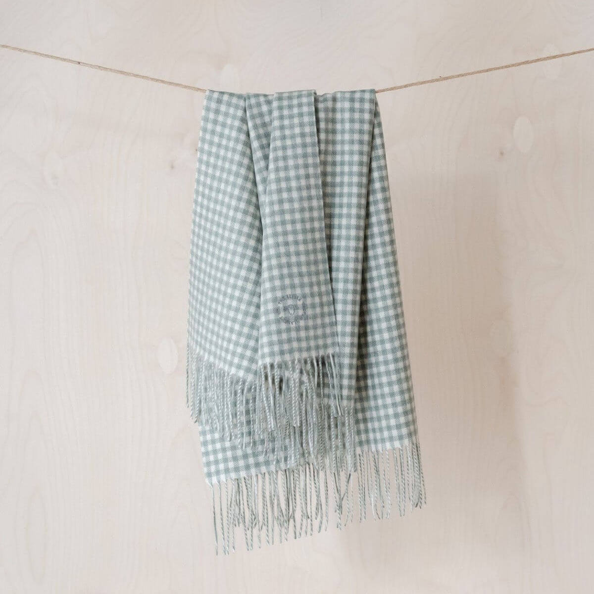 The tartan blanket company super soft lambswool baby blanket in nursery sage gingham