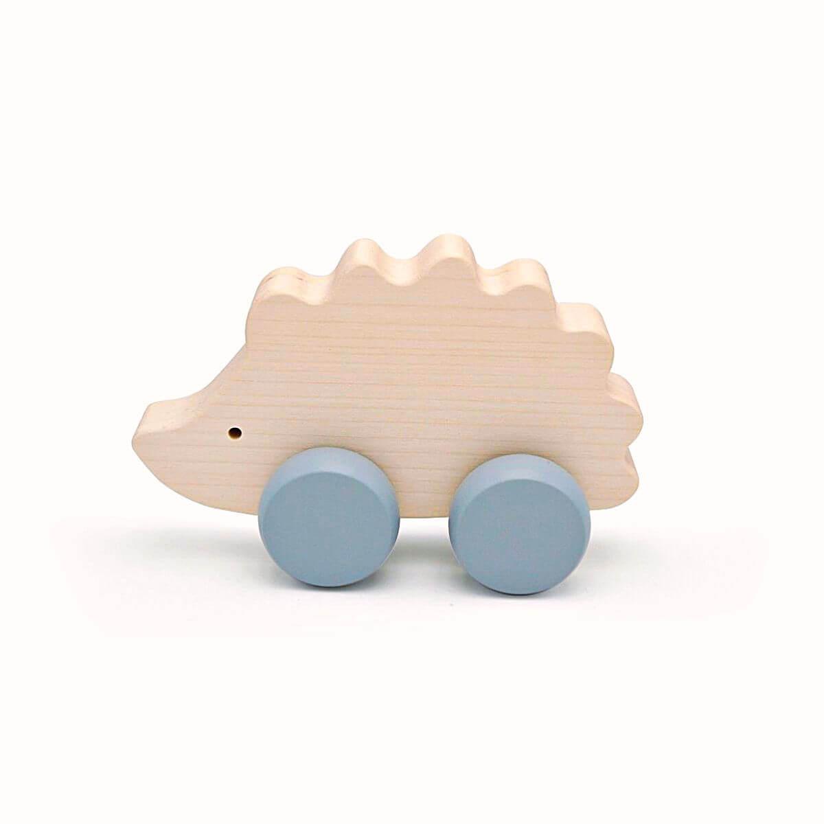 wooden push along hedgehog toy by briki vroom vroom