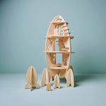 wooden rocket toy play set with astronauts space themed toys by Lovelties