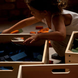 wooden building blocks in sack 100 pieces in rainbow colours by wooden story