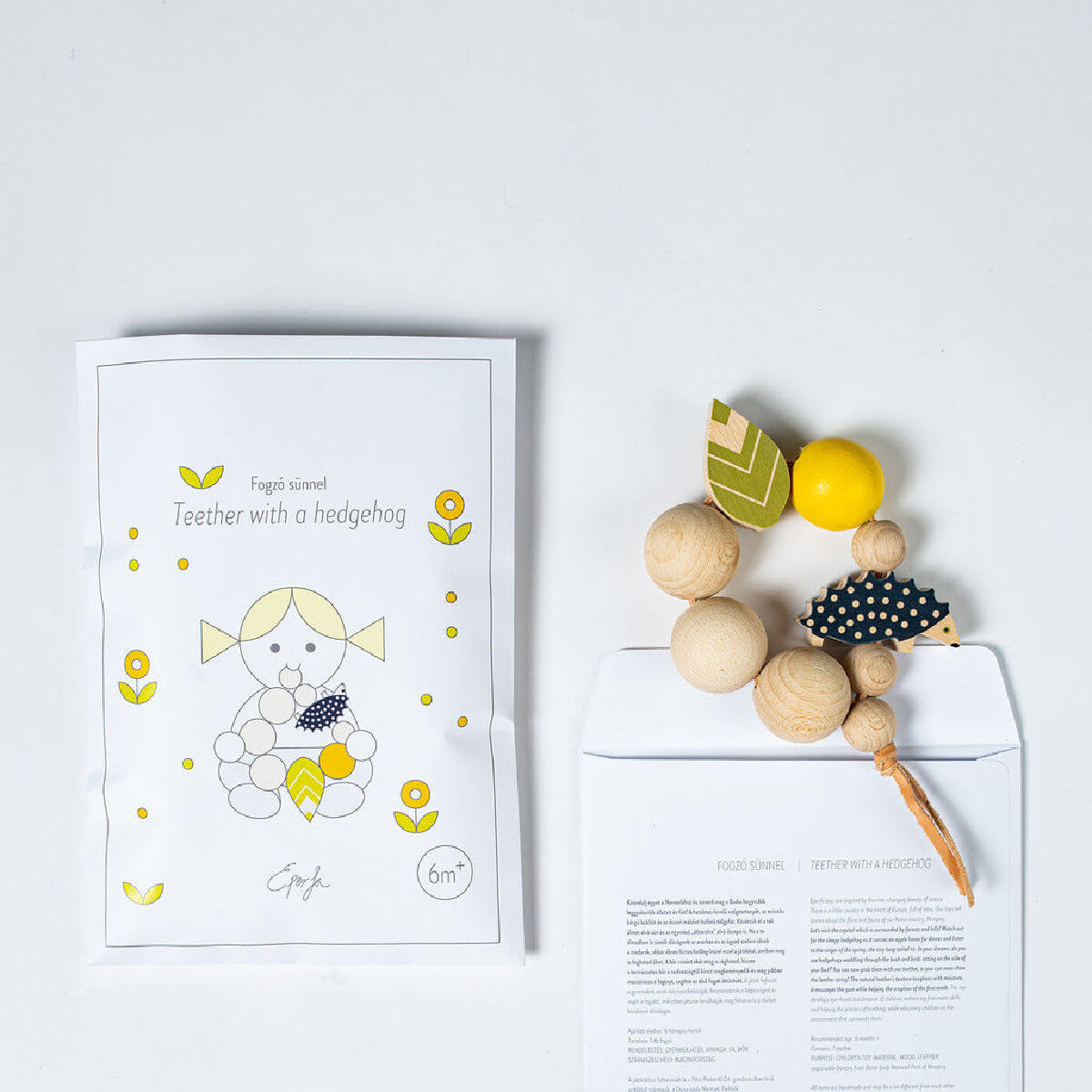 wooden teething toy hedgehog by Eperfa