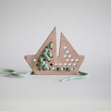 Natural Wooden Lacing Threading Toy - Boat