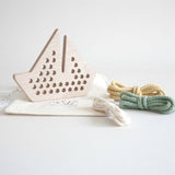 Natural Wooden Lacing Threading Toy - Boat