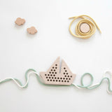 Natural Wooden Lacing Threading Toy - Boat