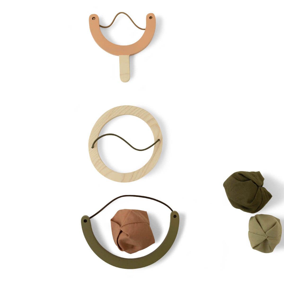 Babai toys wooden slingshot set with bag activity toys at blue brontide UK