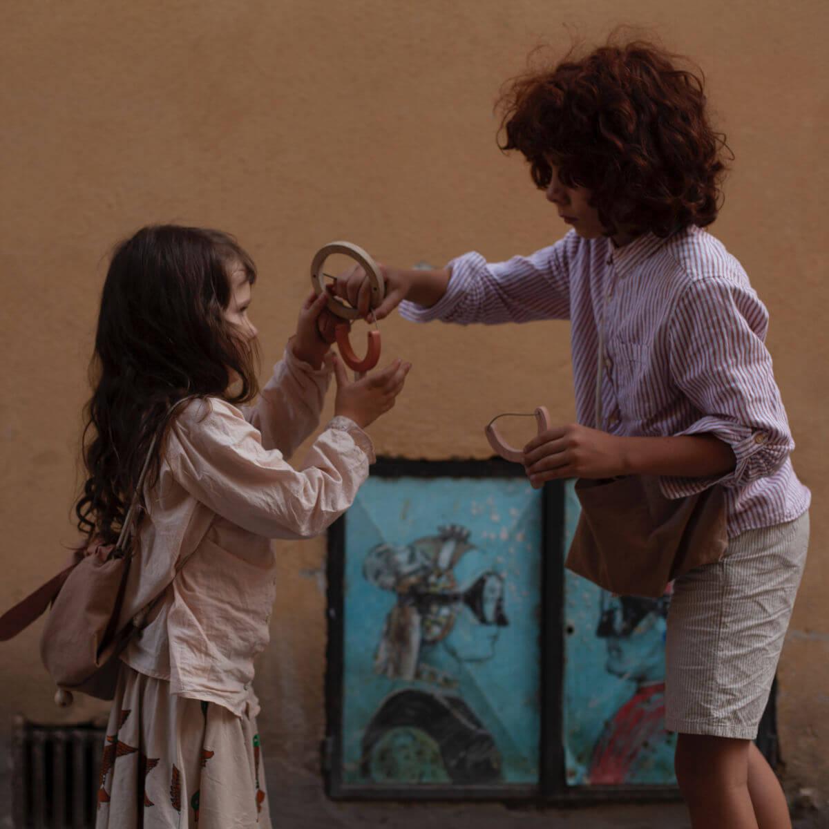 Babai toys wooden slingshot set with bag activity toys at blue brontide UK