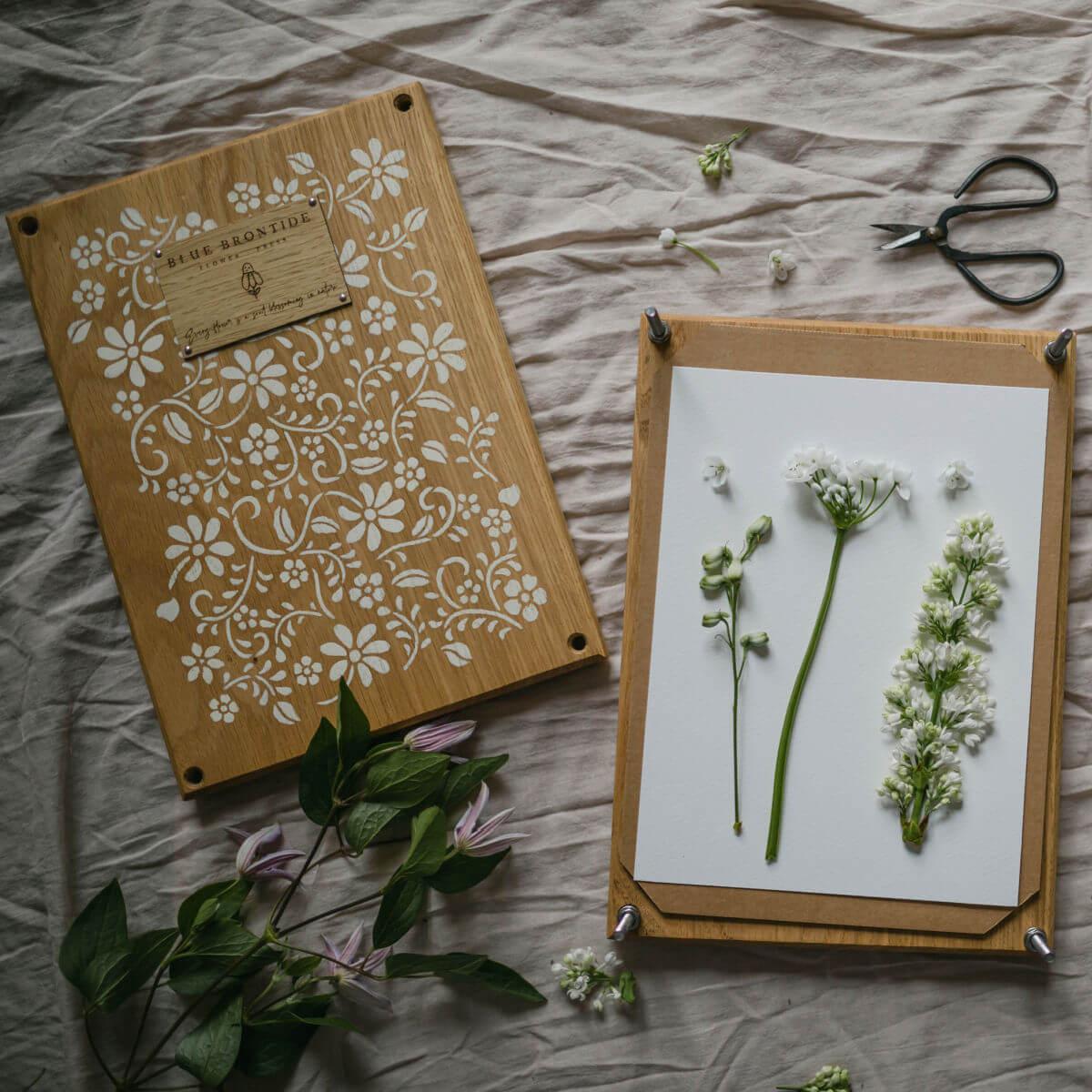 Extra large wooden flower press at blue brontide UK