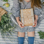 wooden flower press with straps in delicate daisy, flower pressing at blue brontide uk