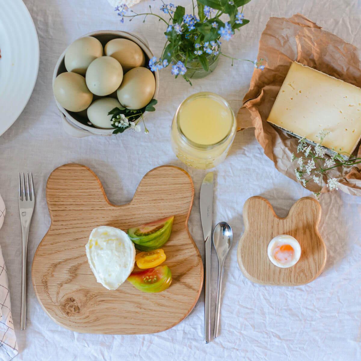 children's breakfast sets - wooden egg cup and toast board in bunny at blue brontide UK