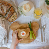 wooden children's breakfast set oak
toast board and egg cup set in bear design by blue brontide uk