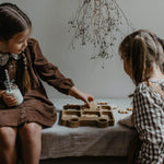 wooden kids divider plate in London bus children's wooden tableware at blue brontide