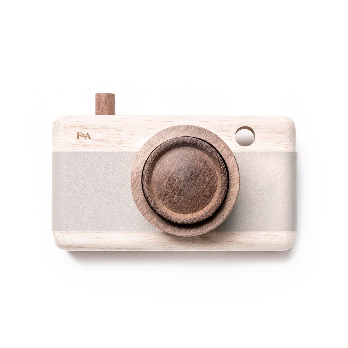 fanny & alexander  wooden toy camera in grey lilac