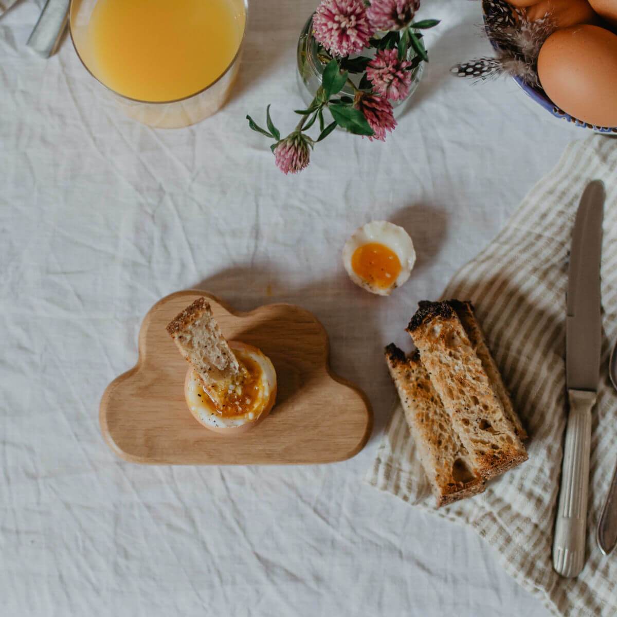 children's wooden egg cup in cloud design by blue brontide uk