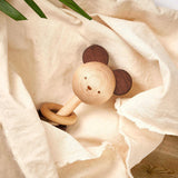 oioiooi nice to michu rattle a wooden baby rattle in a bear design at blue brontide uk