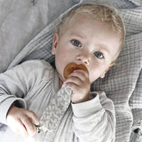 organic dummy clips, pacifier clips, soother clips in soft grey kisses at blue brontide uk