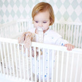 organic dummy clip, pacifier clip, soother clip in alabaster kisses design at blue brontide uk