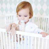 organic dummy clip, pacifier clip, soother clip in alabaster kisses design at blue brontide uk